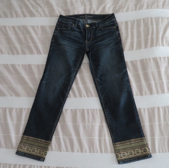 WHBM Embroidered Cuff Jeans, Sz 2 EUC - Picture 3 of 6